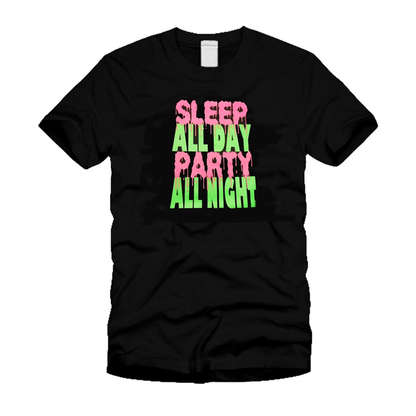 Sleep All Day / Party All Night - Funny Cool Stylish Black T-Shirt