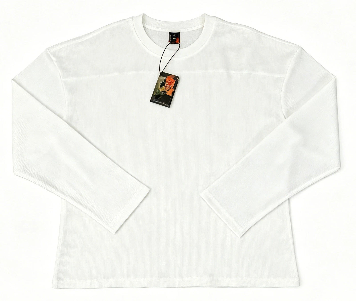 Derschutze Embroidered Cherry Blossom Waffle Shirt for Men and Women Long Sleeve