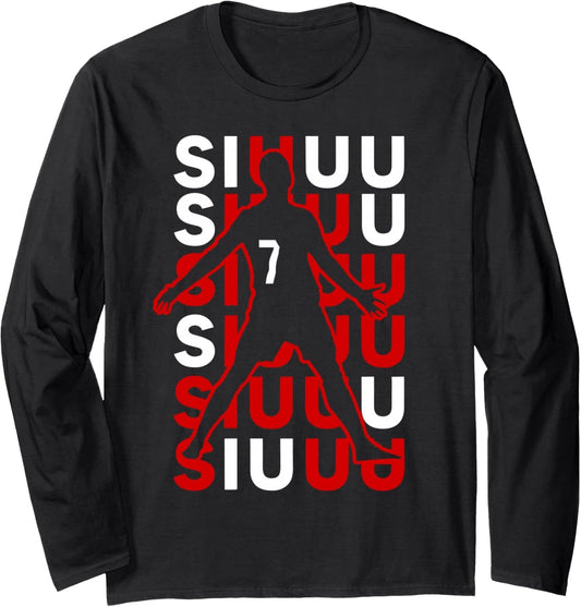 Siuuuu Funny Soccer Present for Soccer Lovers Fan Long Sleeve T-Shirt
