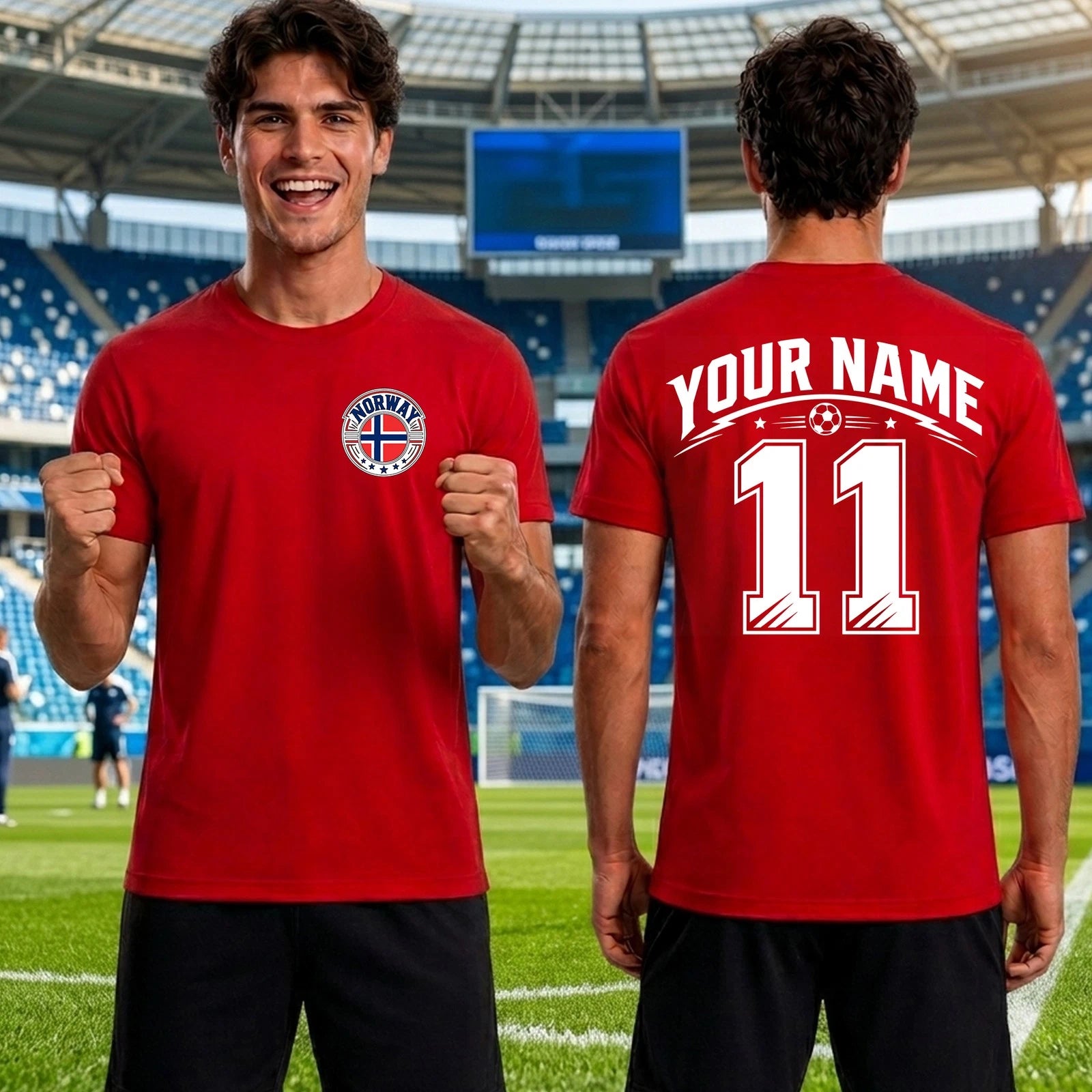 Personalised Norway Football T Shirt, Custom Name Number Tee