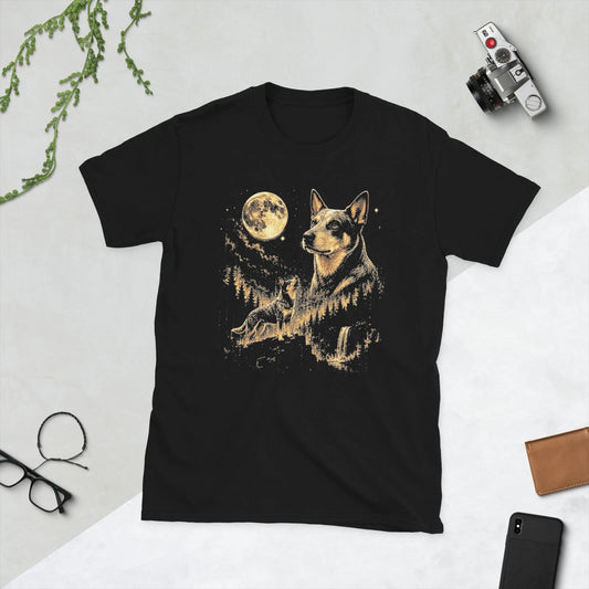 Australian Cattle Howling to The Moon Meme Animal Graphic T-Shirt