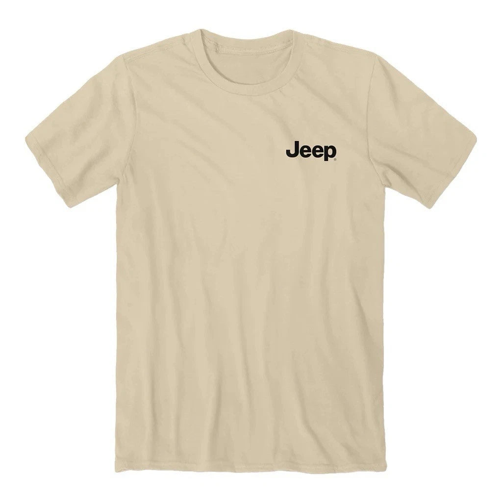 mens jeep t shirt Medium tan/black Letters logo