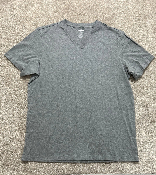 Bombas Men’s L V-Neck T-Shirt Gray 100% Pima Cotton Short Sleeve Bee Better Tee