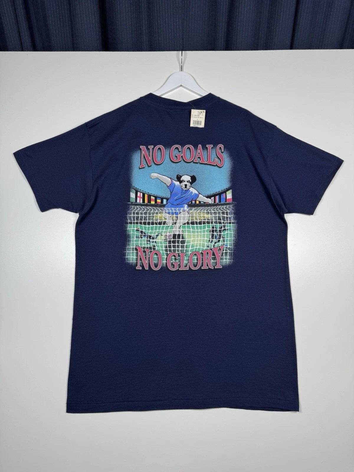 New - VTG 90s Big Dogs "No Goals No Glory" Soccer Shirt - Large