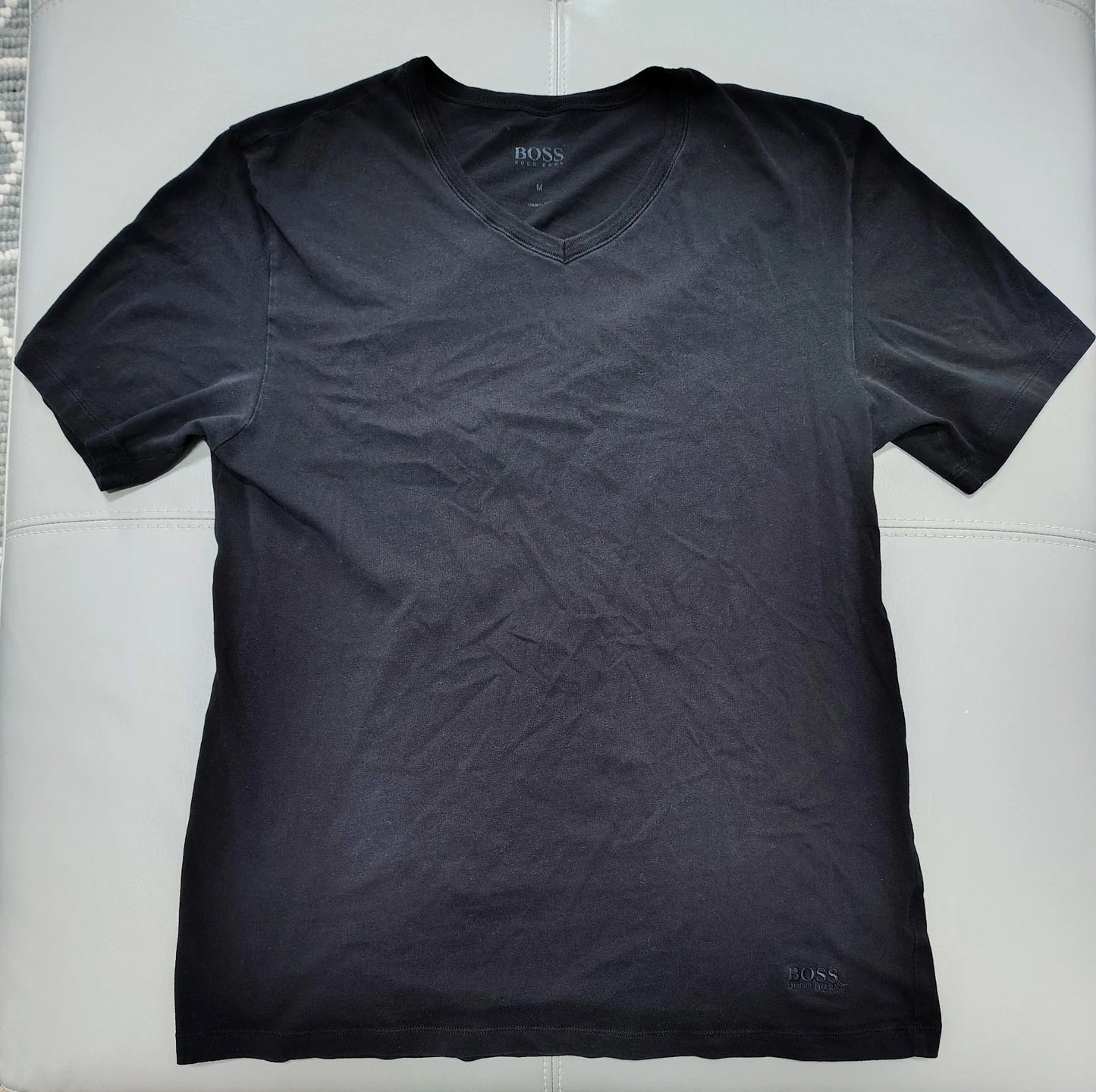 Men's Hugo Boss V - Neck Shirt Black Size Medium Short Sleeve