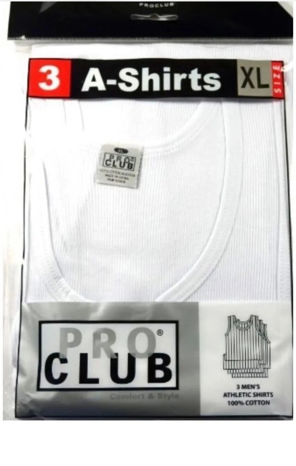 PRO CLUB MENS A SHIRTS 3 PACK OR 6 PACK RIBBED COTTON TANK TOP BLACK OR WHITE