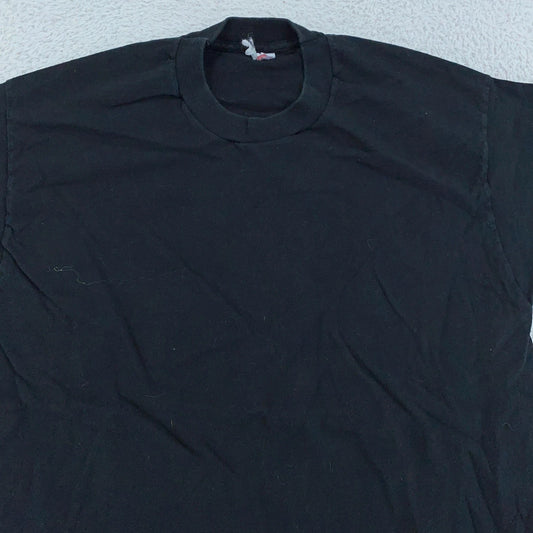 Vintage 90s Blank Black T-Shirt Mens Medium/Large Crewneck Cotton Basic Tee