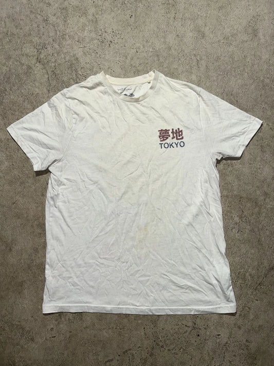 Denim & Flower Ricky Singh Mens Sz L White Graphic Short Sleeve Tokyo Shirt