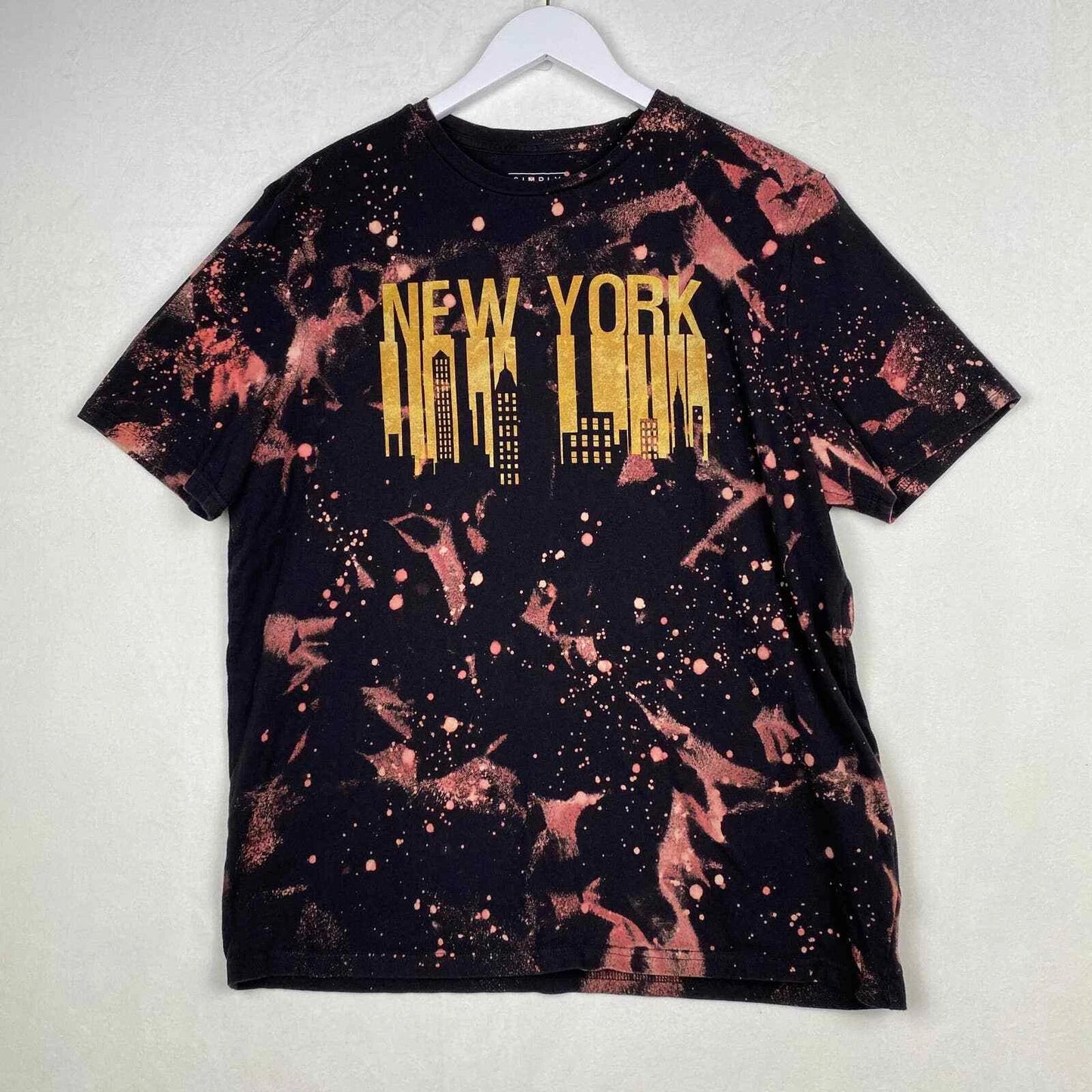 Simply Styled Sz XL Custom New York Graphic Print Reverse Tie Dye Tee Shirt