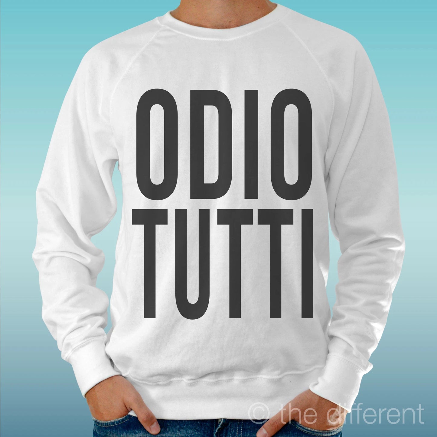 Felpa Man Light Sweater White " Odio Tutti " Road To Happiness