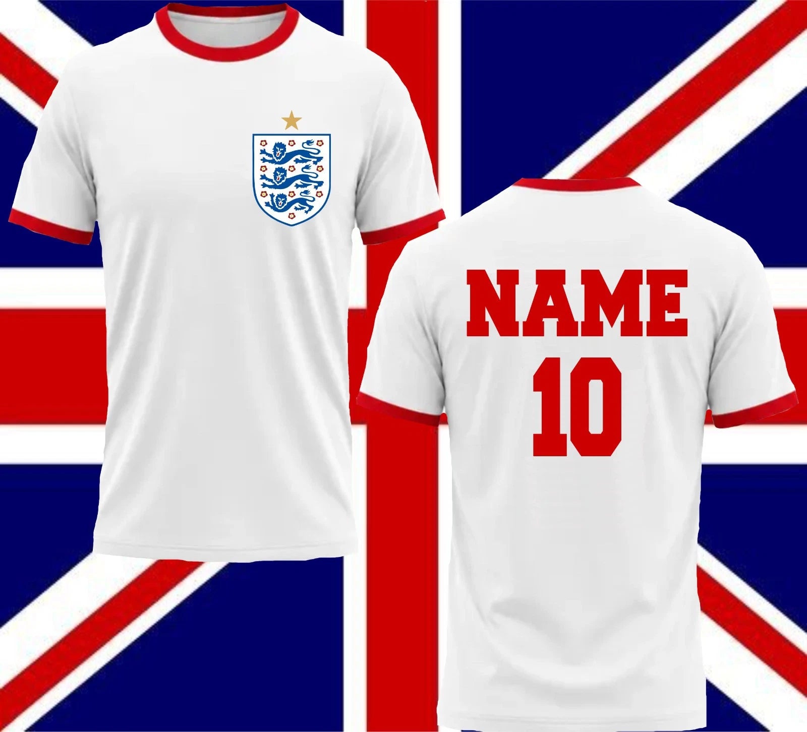 Personalised England Soccer Tshirt, England Soccer Ringer shirt, England Cup Tee