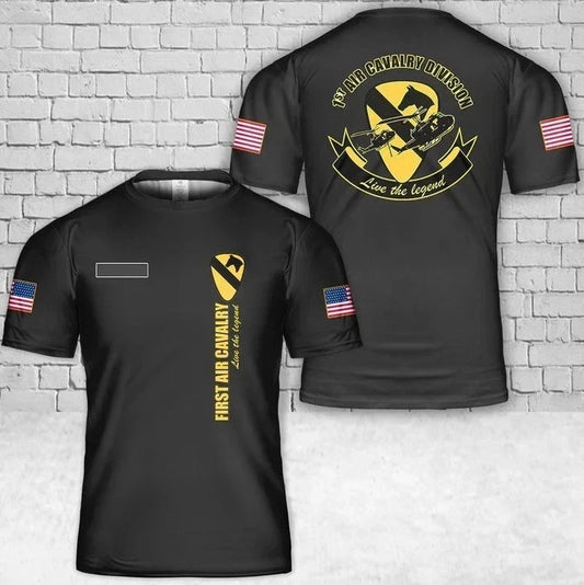 Custom Name US Army 1st Air Cavalry Division Air Cav Live The Legend 3D T Shirt