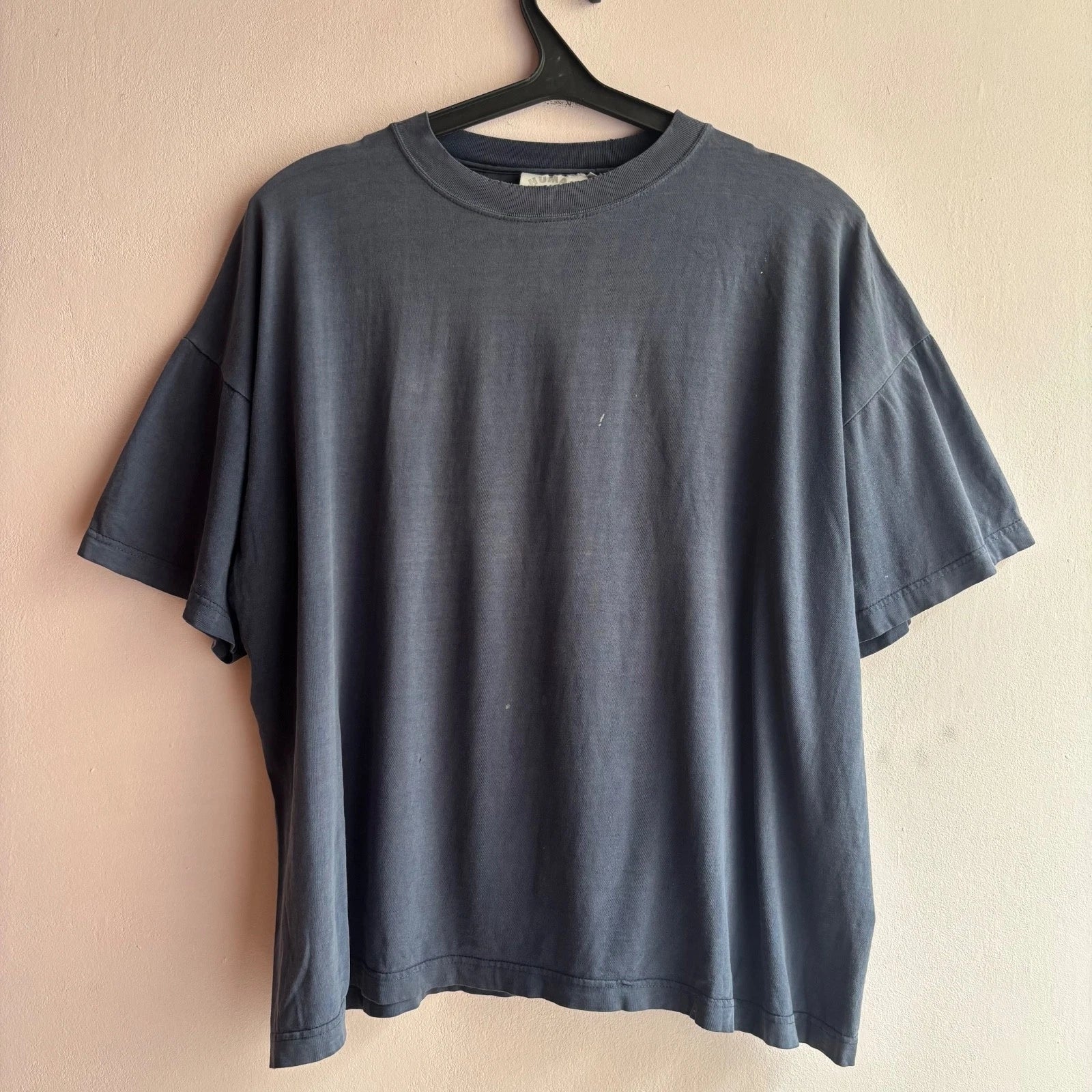 Vintage Human Race Faded Navy Blank T-Shirt Boxy XL Distressed 90s