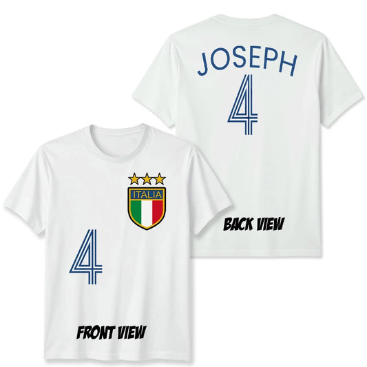 Italy Personalized Custom Name And Number Football Unisex T Shirt Game Day Gift