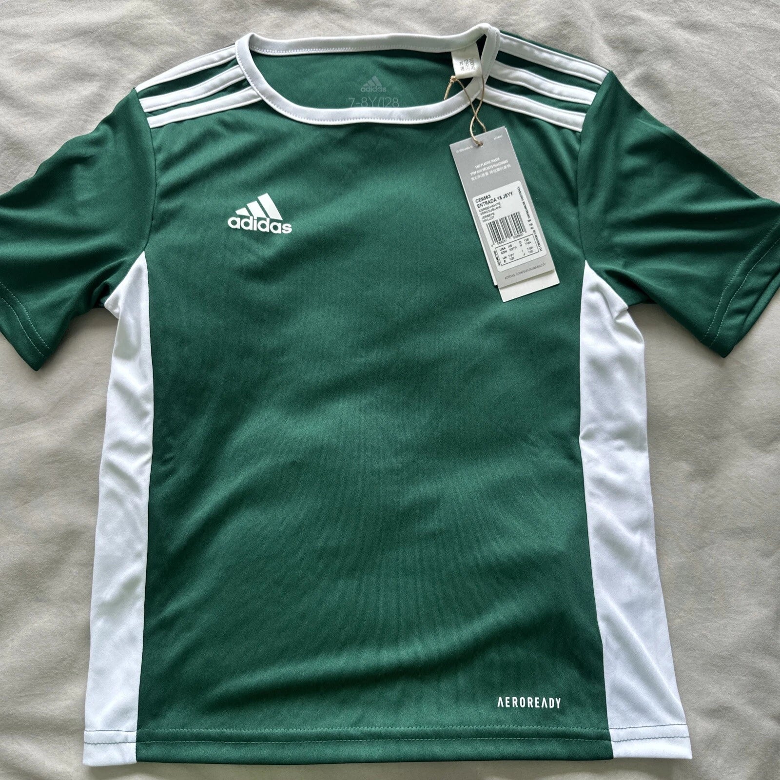 Adidas kid's Entrada 18 Football Jersey Soccer T Shirt Climalite Sports Gym Top