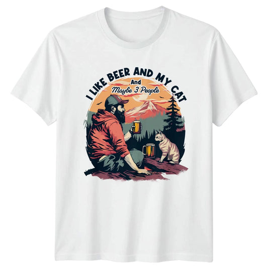 I Like Beer And My Cat Mens T-Shirt Beer Lover Cat Fathers Day Gift
