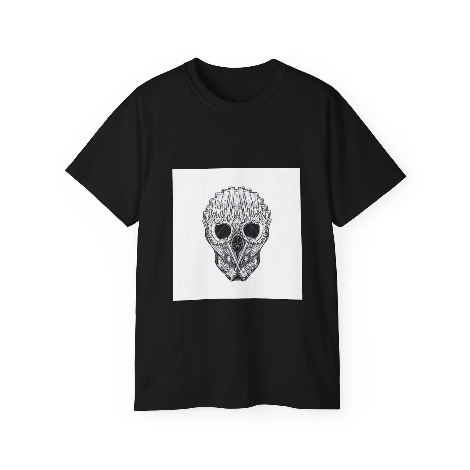 Skull Crane Demon Horns Stars Universe | Custom Graphic T-Shirt