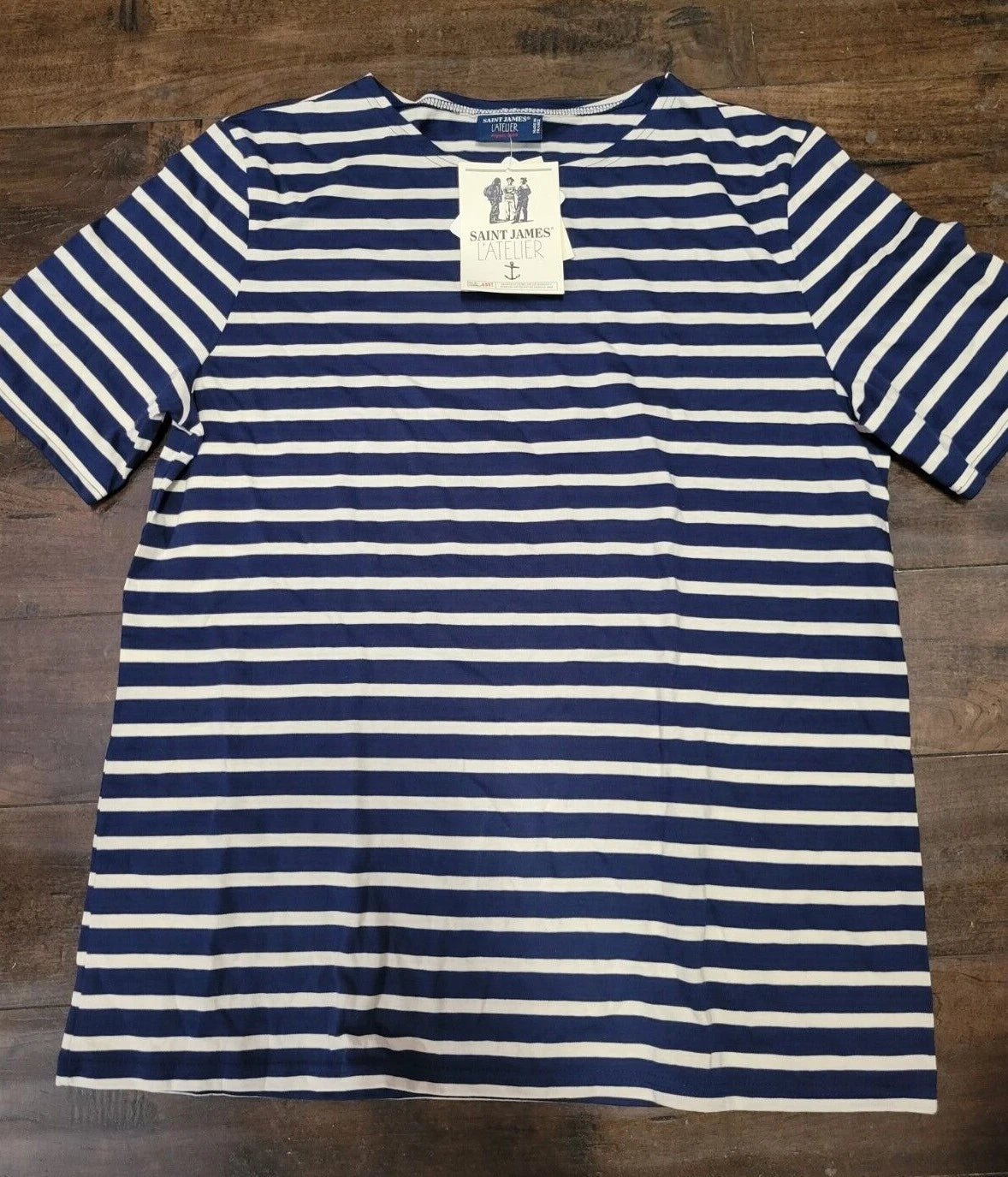 Saint James Levant Modern Marine/Ecru Striped T-shirts Made in France