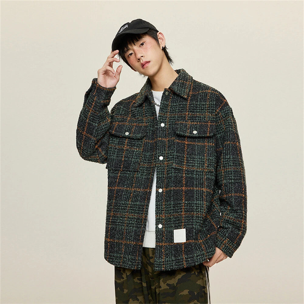 Men's Vintage Shirt Casual Slim Shirts Long Sleeve Button Down Tops Blouse
