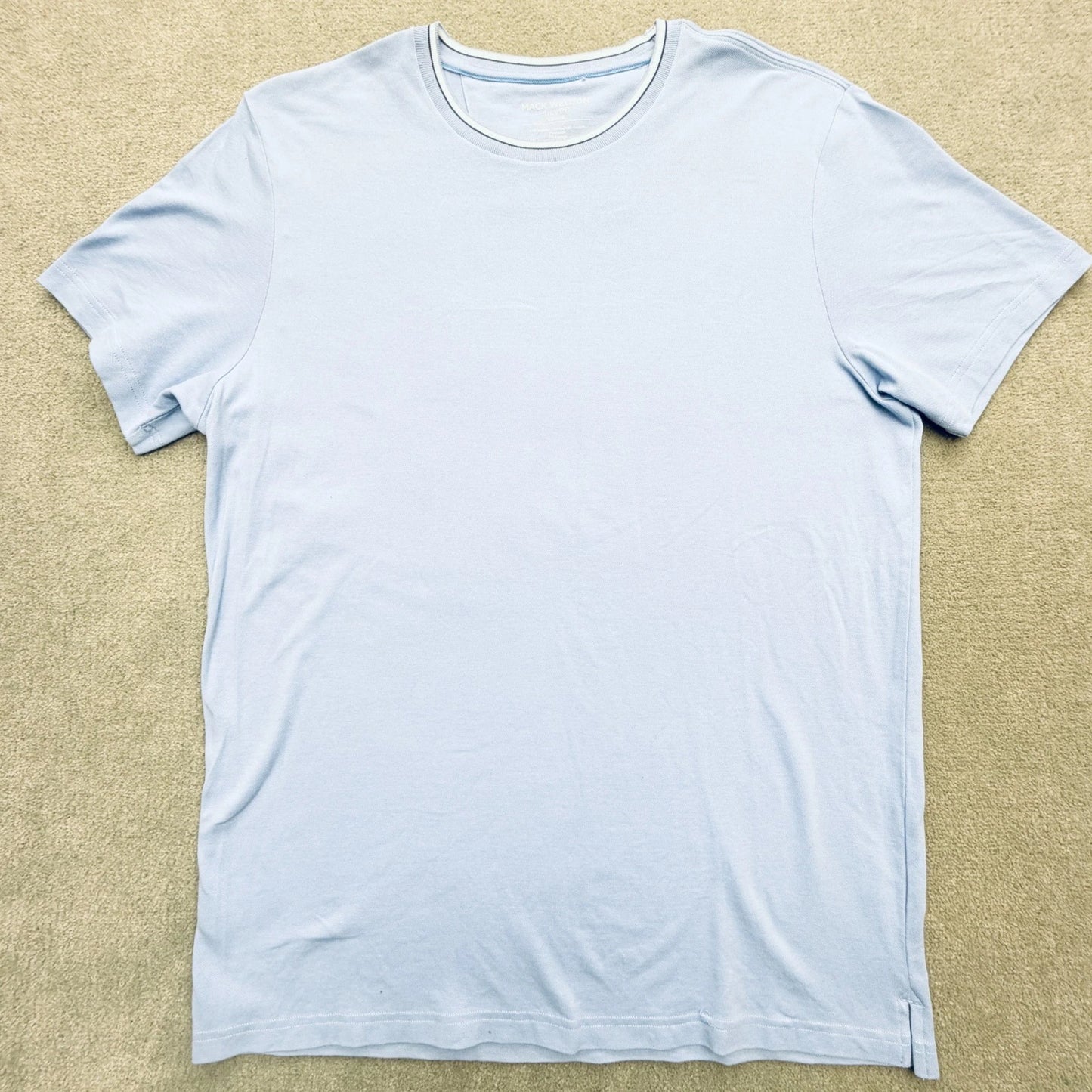 Mack Weldon Silver T-Shirt Mens Sz Large Blue Supima Cotton Blend Stripe Collar