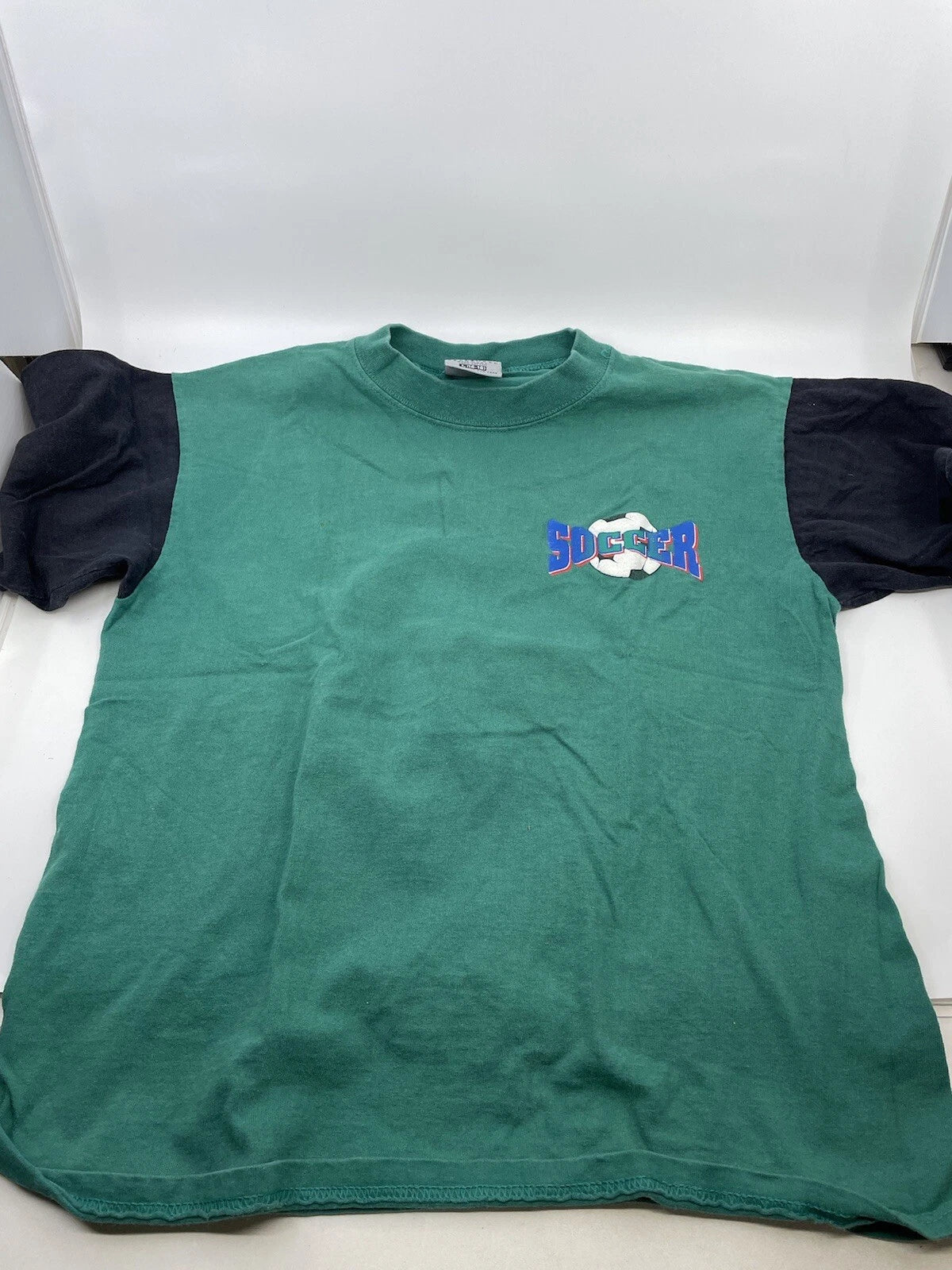 Vintage 90s T Shirt L  Soccer Rules Double Sided Graphic Bugle Boy