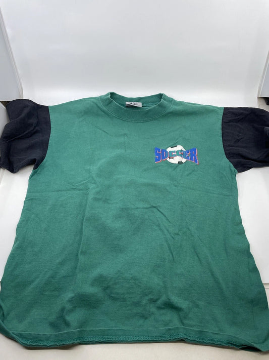 Vintage 90s T Shirt L  Soccer Rules Double Sided Graphic Bugle Boy