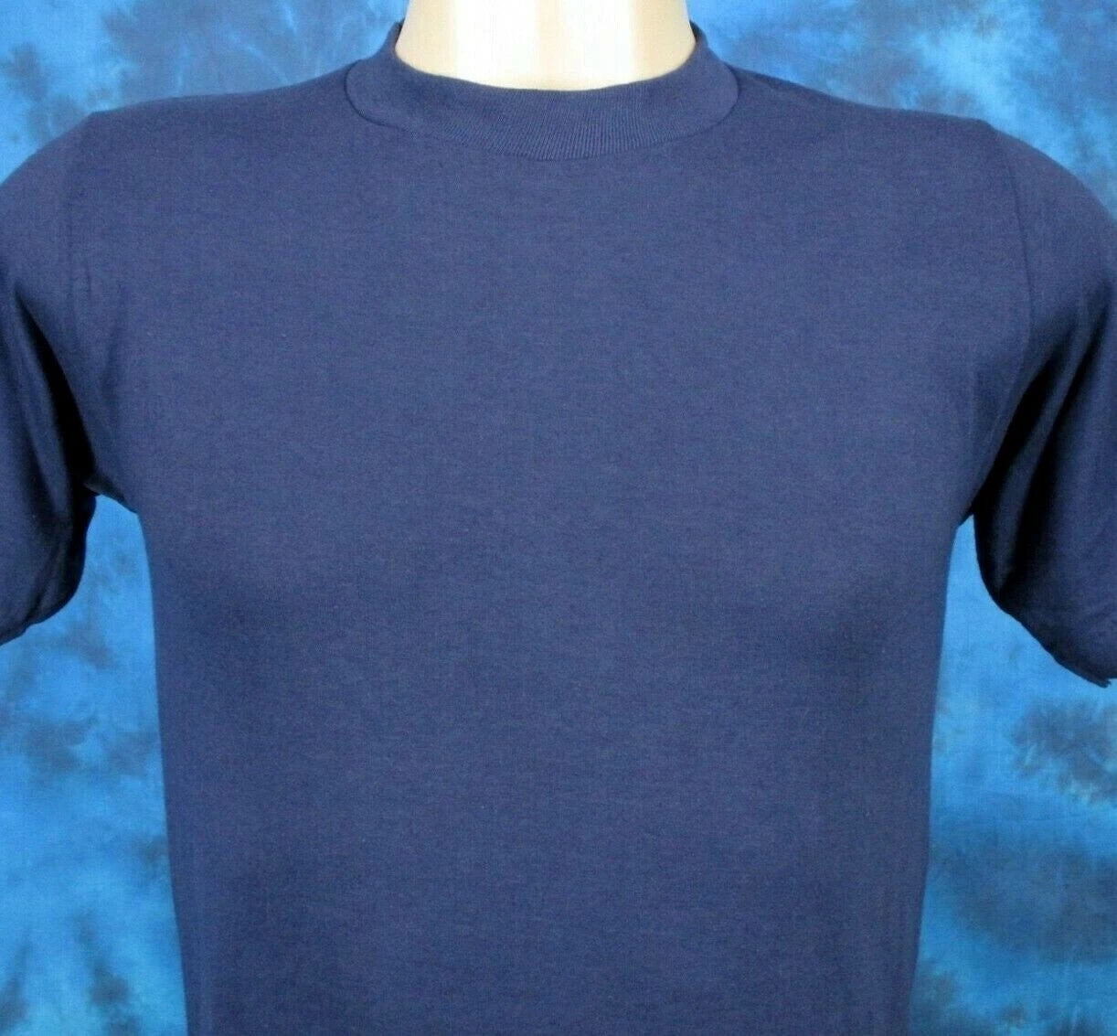 NOS vintage 80s BLANK NAVY BLUE JERZEES PAPER THIN T-Shirt XS buttery soft beach