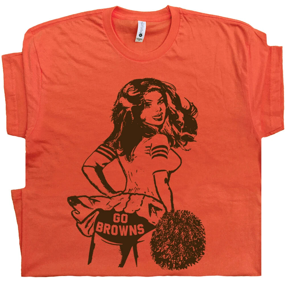 Go Browns T Shirt Vintage Browns Shirt Football Cheerleader Retro Throwback Tee