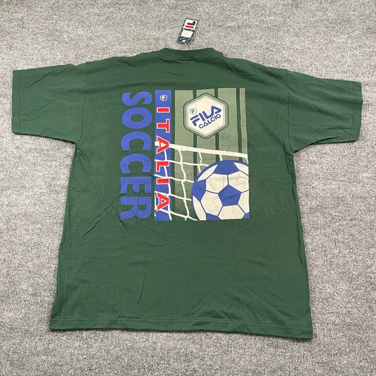 NWT Vintage 90s FILA Calcio Italia futbol Soccer Shirt Large 24x29 Green