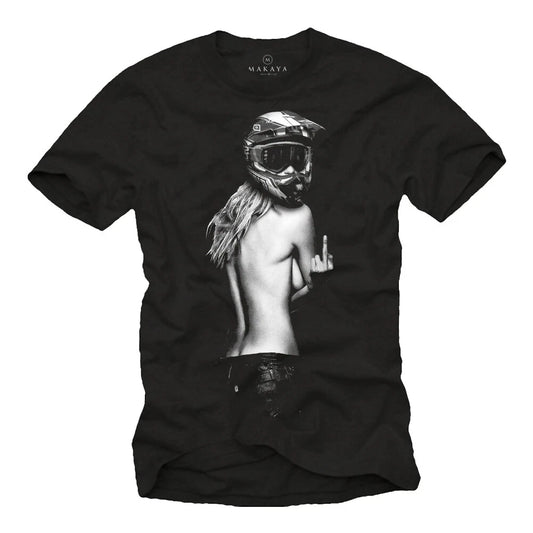 Motocross Mens T-Shirt with Sexy Pin Up Girl - MX Helmet Men Motorcycle Shirt