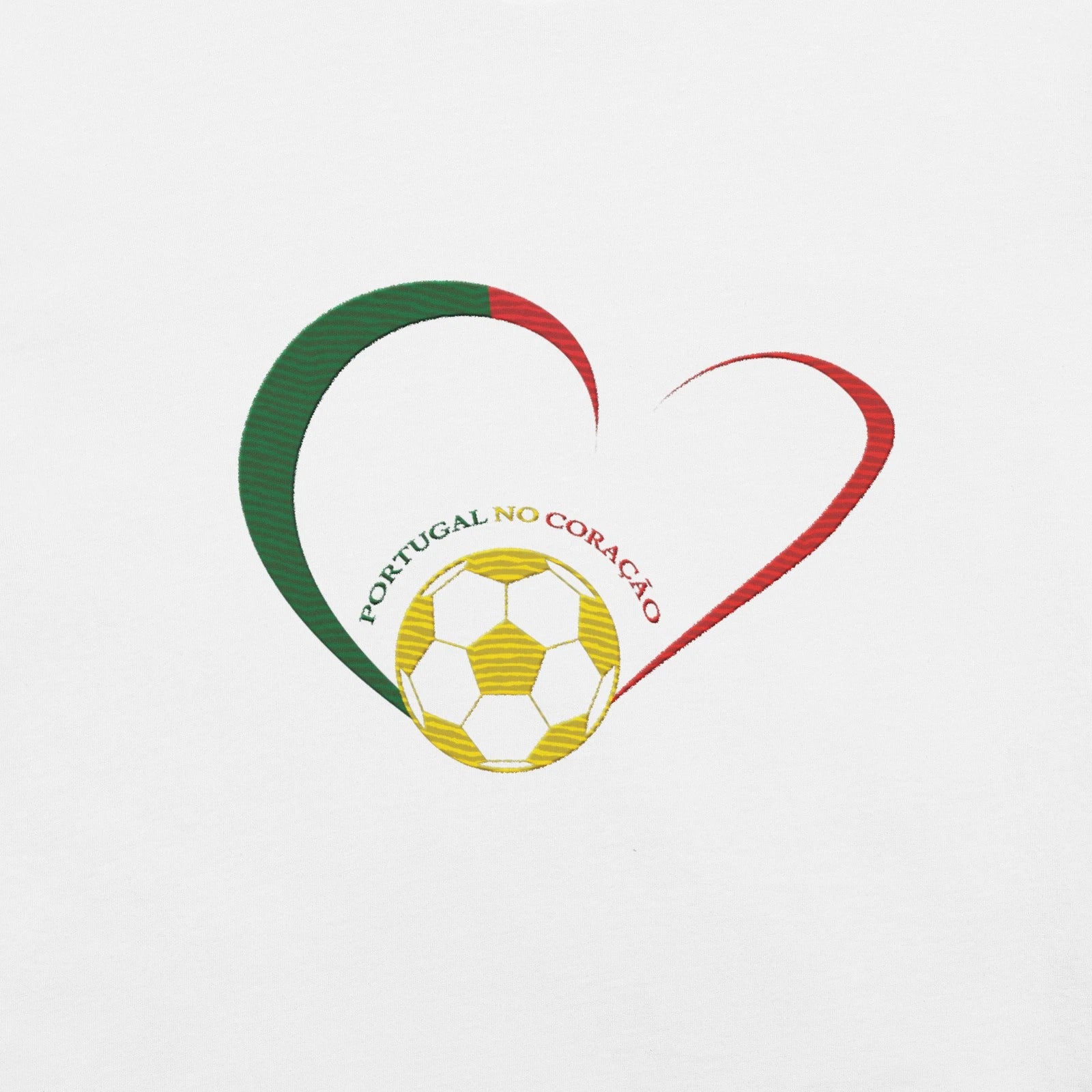 Soccer White T-Shirt Portugal Heart Embroided World Cup Premium Tee Shirt 2026