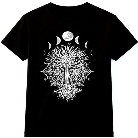 Tree of Life T-Shirt Moon Phases Graphic Mystical Celestial Spiritual Art Tee