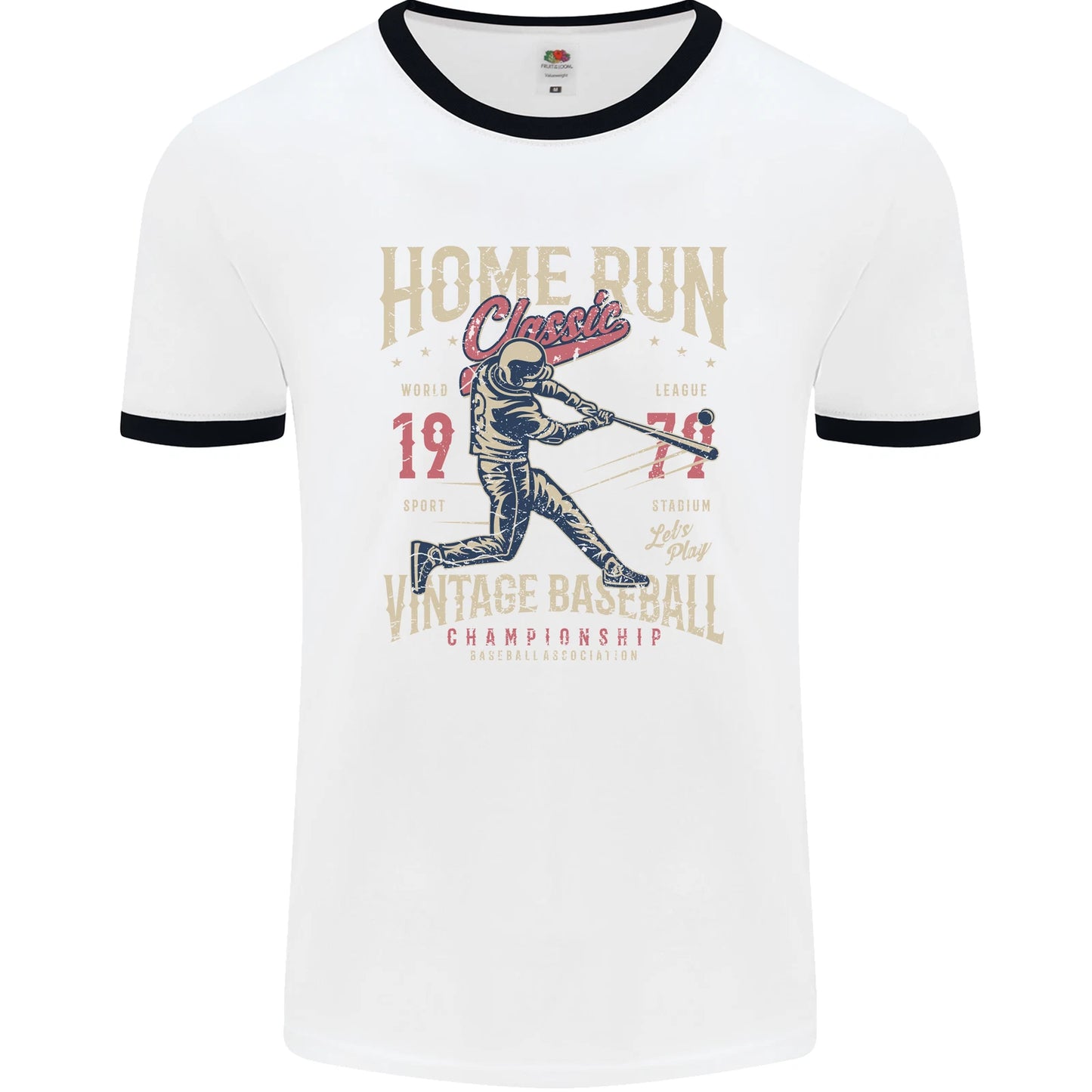 Home Run Vintage Baseball Player Mens Ringer T-Shirt