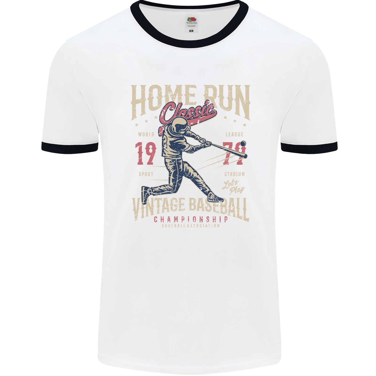 Home Run Vintage Baseball Player Mens Ringer T-Shirt