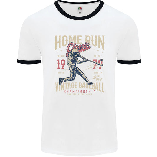 Home Run Vintage Baseball Player Mens Ringer T-Shirt