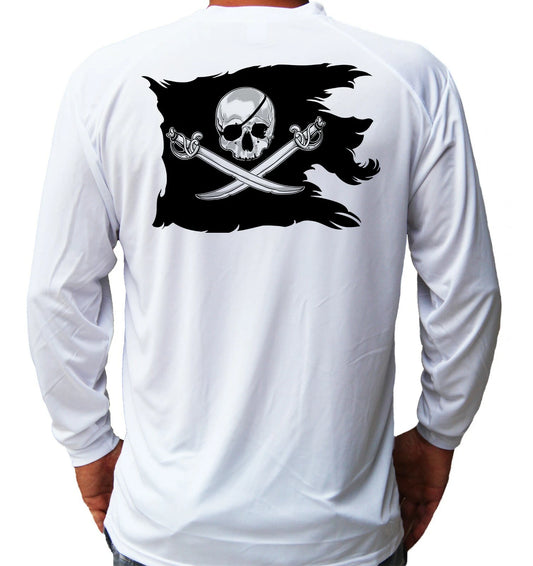 Pirate Flag Skull Fishing Boat Long Sleeve UPF 30 T-Shirt UV Sun Protection