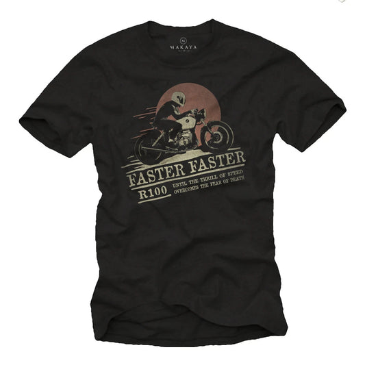 CUSTOM BIKER MENS T SHIRT WITH R100 MOTORCYCLE - SHORT SLEEVE CAFE RACER TEE