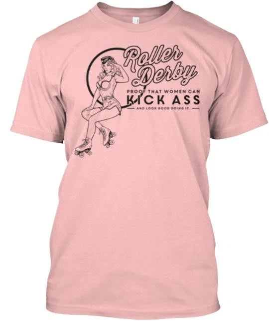 Kick Ass Roller Derby Hours Left Tee T-Shirt Made in the USA Size S to 5XL