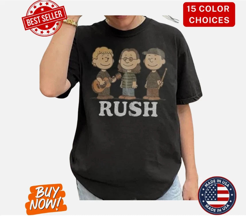 Rush Band Cartoon Fan Gifts Unisex T-Shirt Rush Inspired Tee S-5XL Fan Music Tee