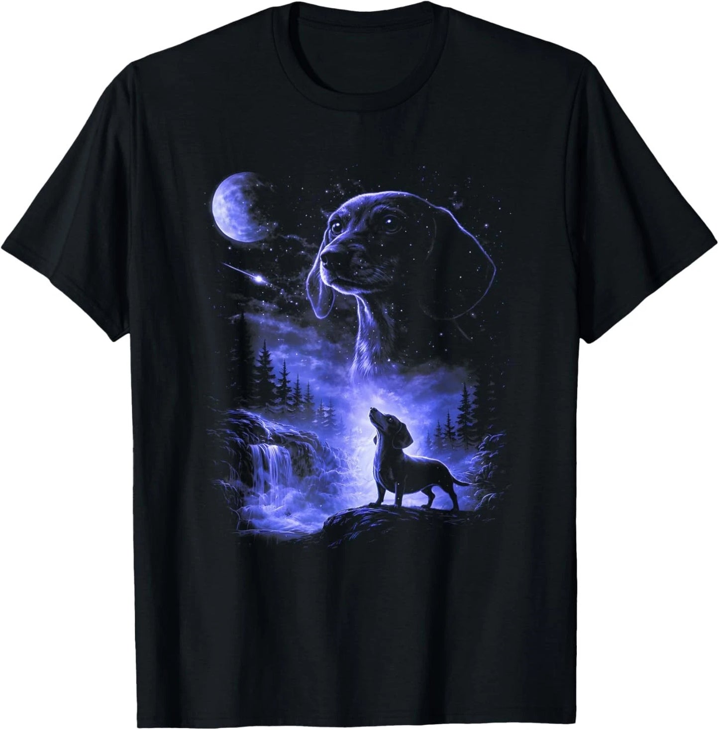 Dachshund Howling to The Moon Meme 90s Animal Graphic Gift Unisex T-Shirt