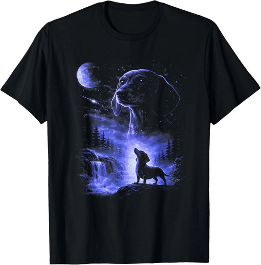 Dachshund Howling to The Moon Meme 90s Animal Graphic Gift Unisex T-Shirt