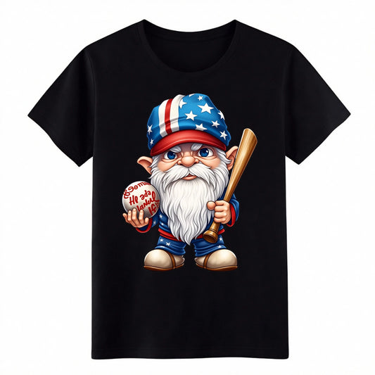 USA Gnome Baseball Player Shirt | 4th of July Patriotic American Flag Cap