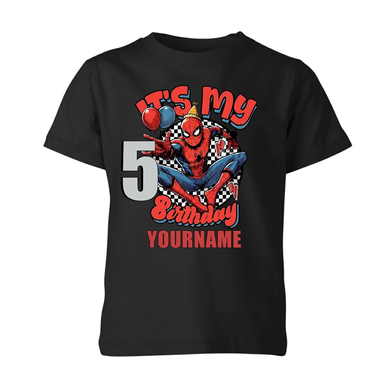 Personalised Birthday Superhero Kids T Shirt Custom Name Age Boys Girls Tee