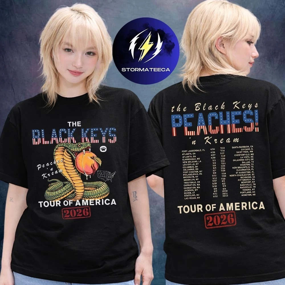 The Black Key Shirt Peaches N Kream World Tour 2026 Snake 2-Sided Fan Gift Tee