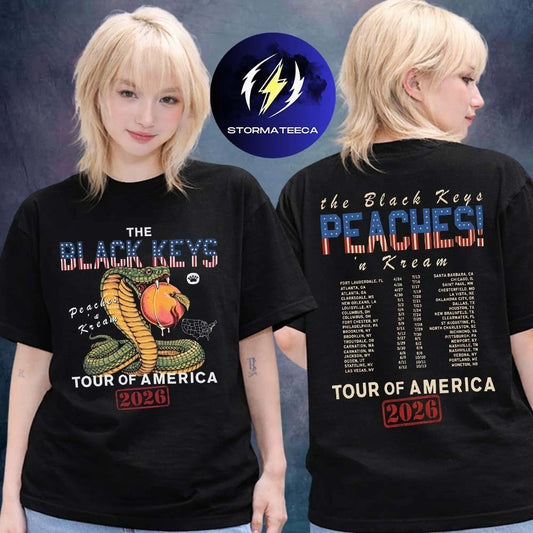 The Black Key Shirt Peaches N Kream World Tour 2026 Snake 2-Sided Fan Gift Tee