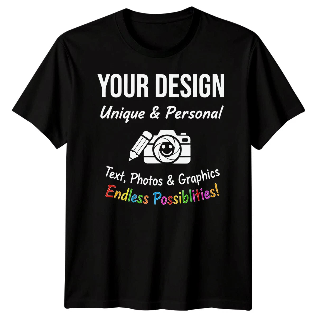 Custom Personalised T-Shirt | Design Your Own Text Photo Graphic | Mens Kids