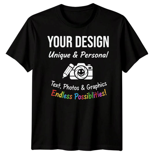 Custom Personalised T-Shirt | Design Your Own Text Photo Graphic | Mens Kids