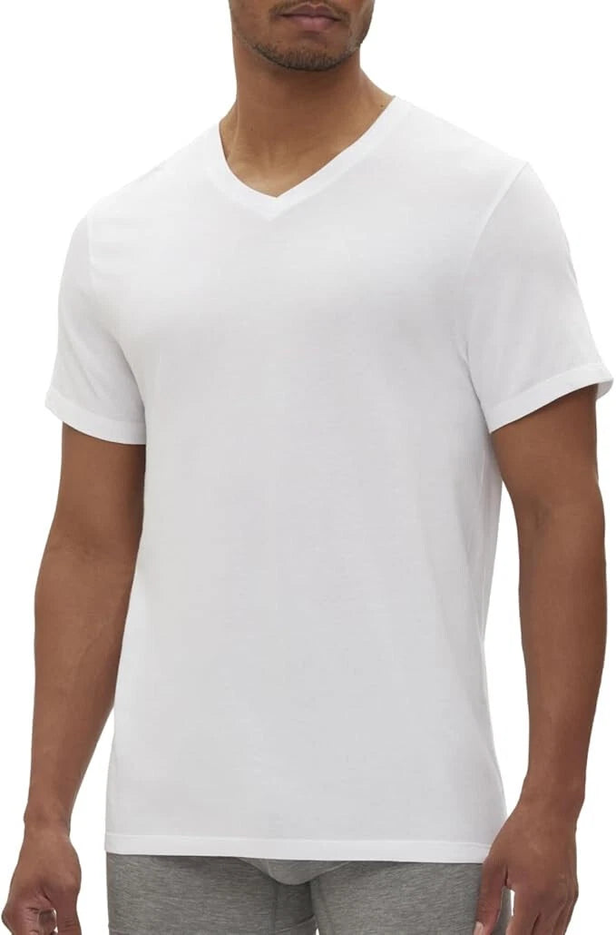 GAP Men's 3 Pack Cotton V Neck Shirts, White, XL