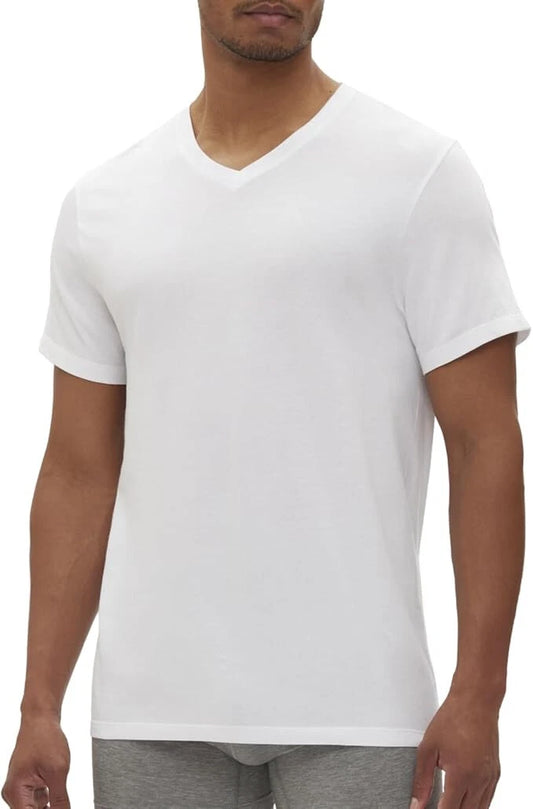 GAP Men's 3 Pack Cotton V Neck Shirts, White, XL