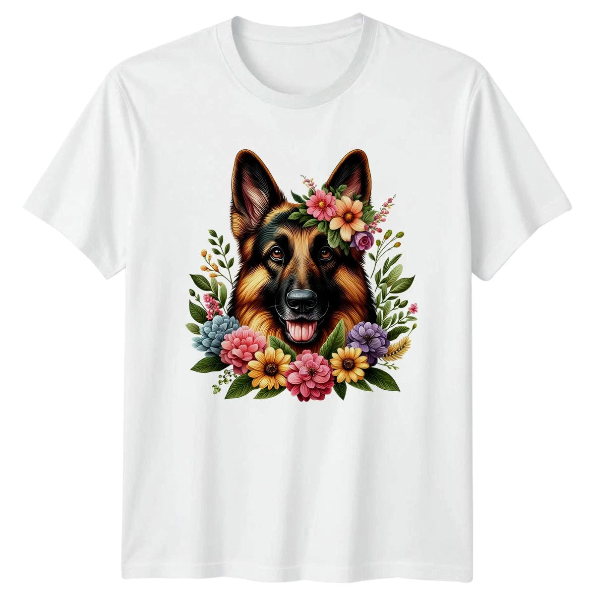 German Shepherd Dog Portrait Surrounded Womens T-Shirt German Shepherd Dog Pet
